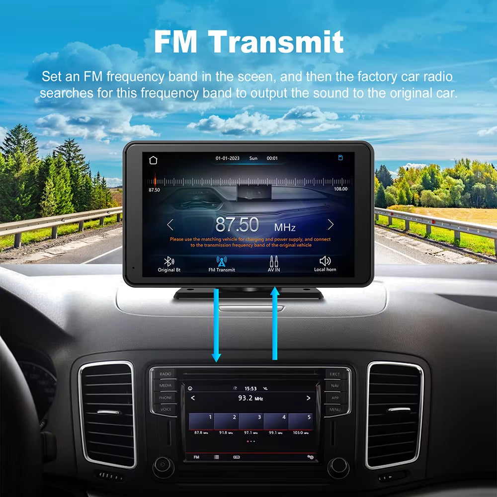 7 Inch Touch Screen Car Portable Wireless Carplay Android Auto Multimedia Player Bluetooth Phonelink FM Radio