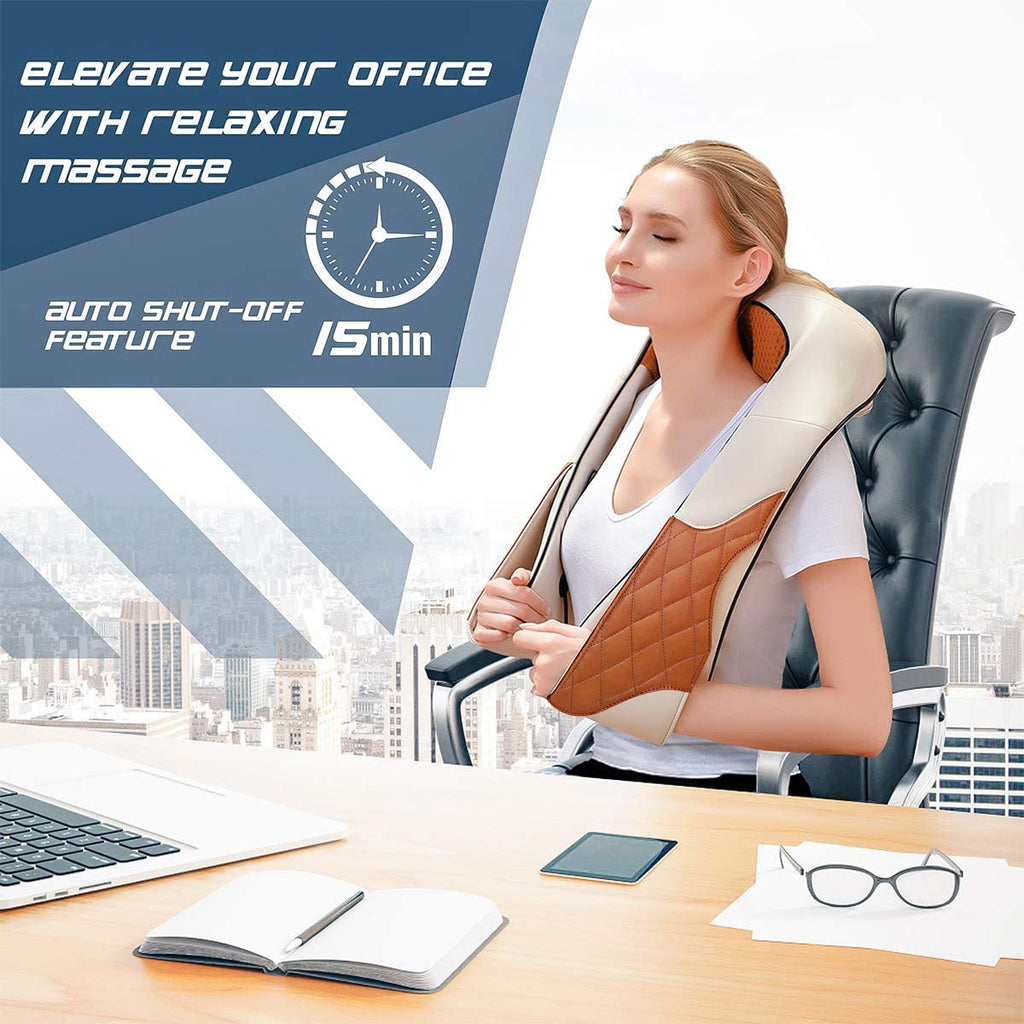 Neck Massager with Heat, Kneading Back Massager, Shiatsu Massage for Shoulder Waist and Foot, Retirement Gifts for Women, Men, Christmas Presents for Mom, Dad, Everyone