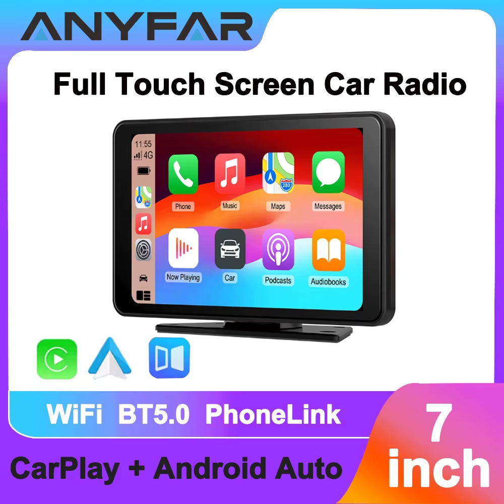 7 Inch Touch Screen Car Portable Wireless Carplay Android Auto Multimedia Player Bluetooth Phonelink FM Radio